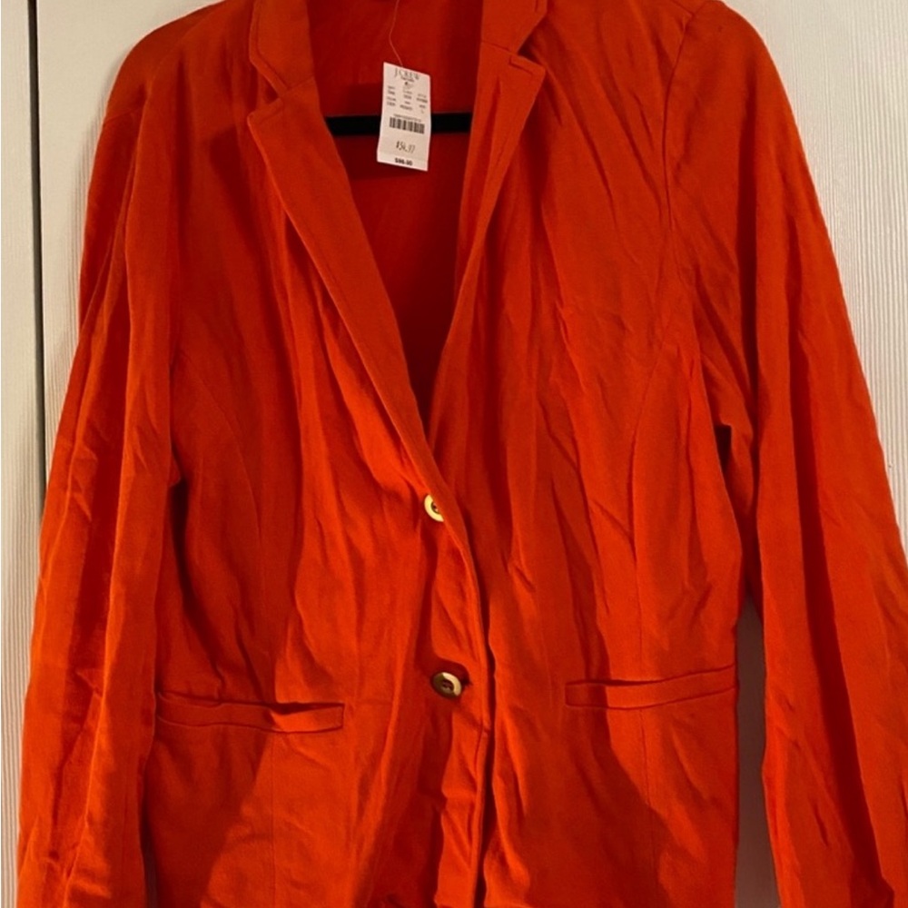 J. Crew Orange Blazer with Notched Lapels and Relaxed Fit